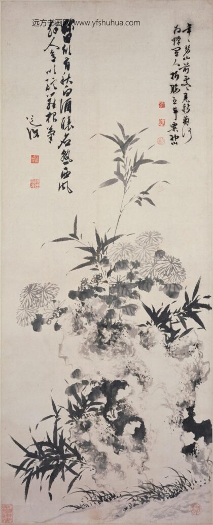 陈淳（道复） 竹石菊花图轴.jpg