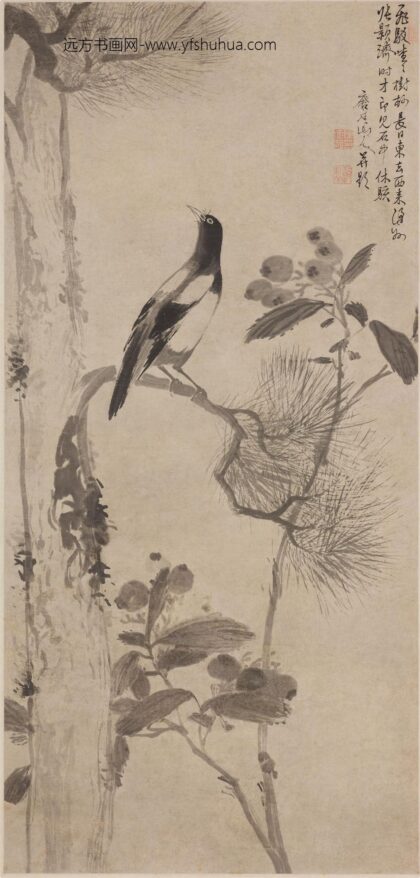 陈率祖 松枇翎毛图轴.jpg