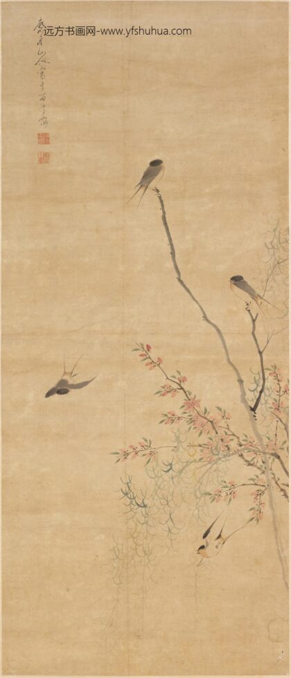 陈率祖 桃柳春燕图轴.jpg