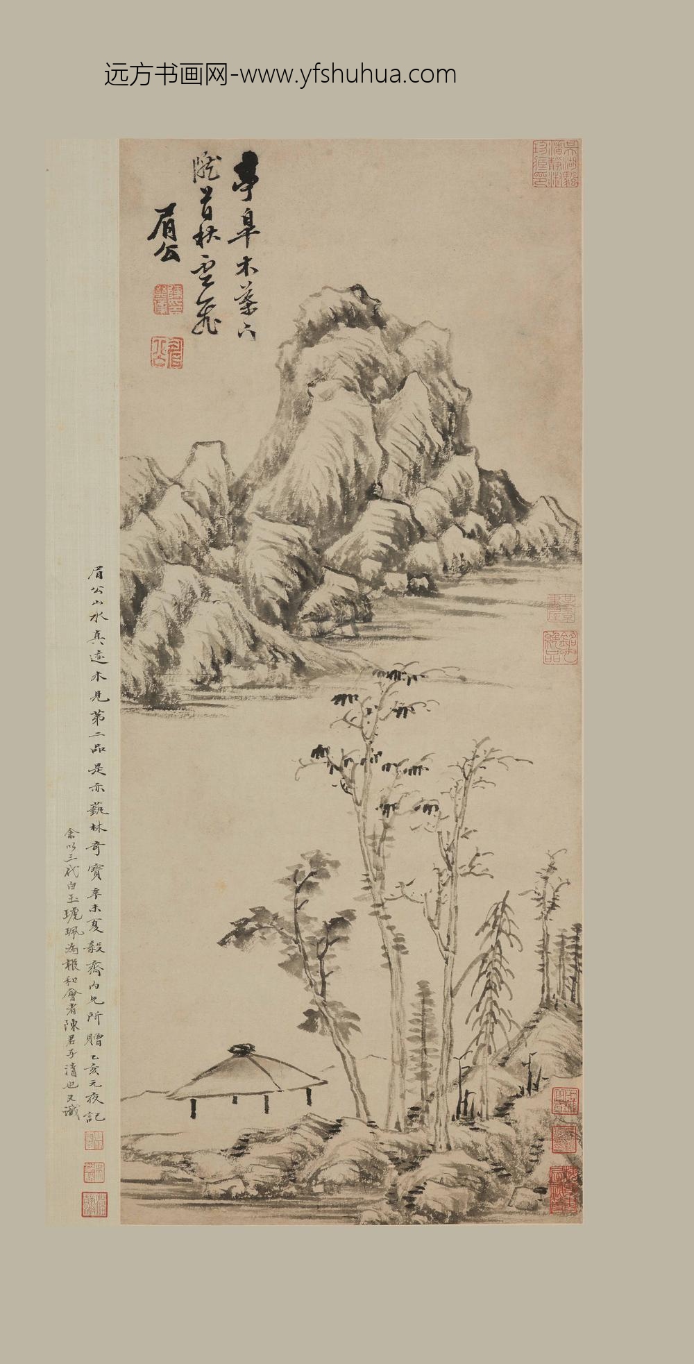 陈继儒_亭皋木叶图轴