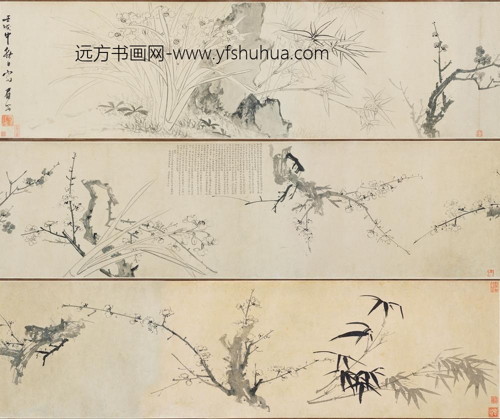 陈继儒_梅竹水仙图卷