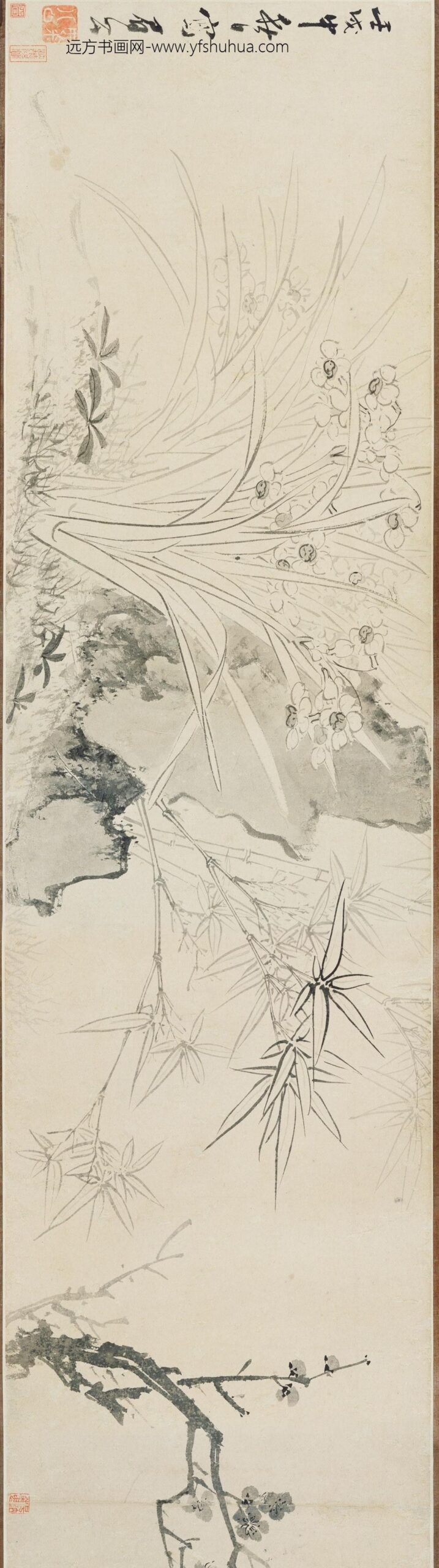 陈继儒_梅竹水仙图卷_