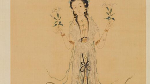 顾大昌（棱伽山民） 摹改琦散花图轴.jpg