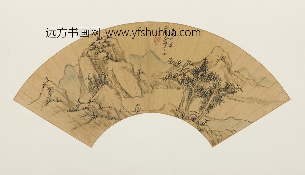 顾正谊_李绍箕为素行作山水图扇页为嗣宗作山水图扇页_