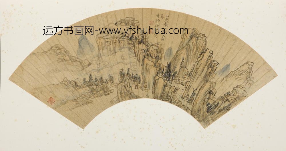 顾正谊_李绍箕为素行作山水图扇页为嗣宗作山水图扇页_