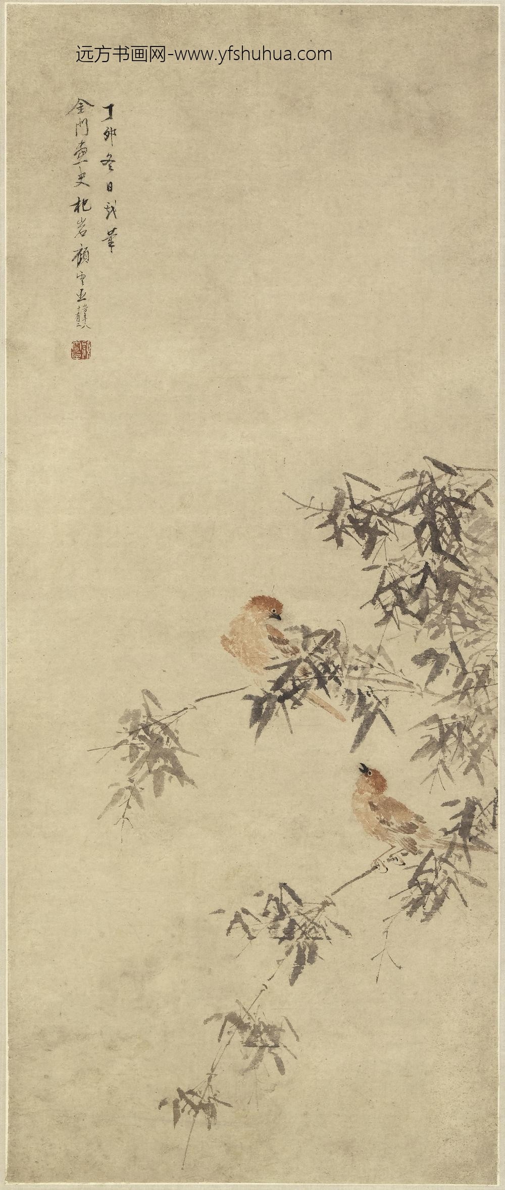 顾见龙_竹雀图轴