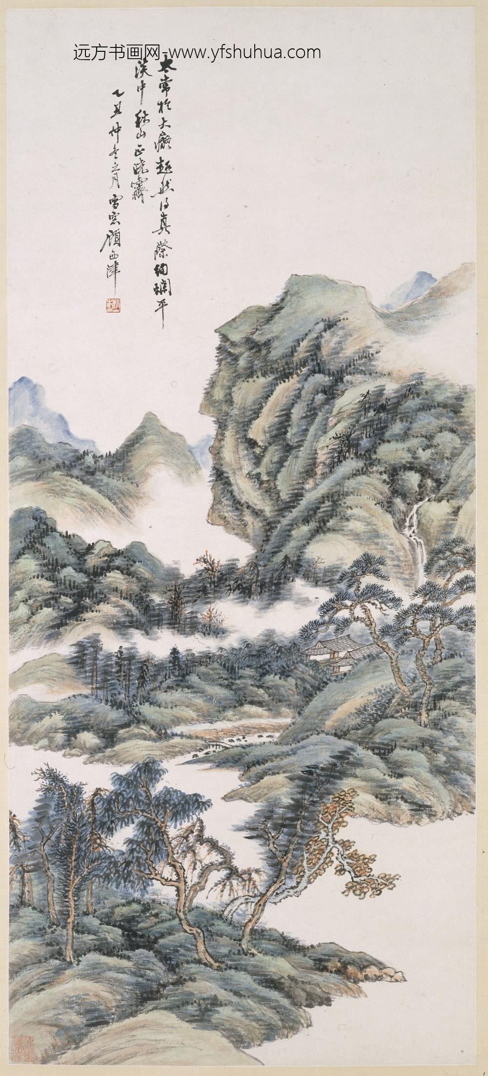 顾鹤逸（顾麟士）_秋山晓霁图轴
