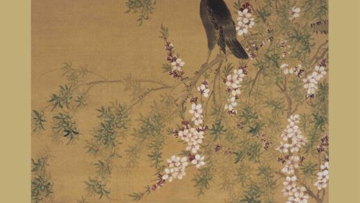 马元驭 桃柳八哥图轴.jpg