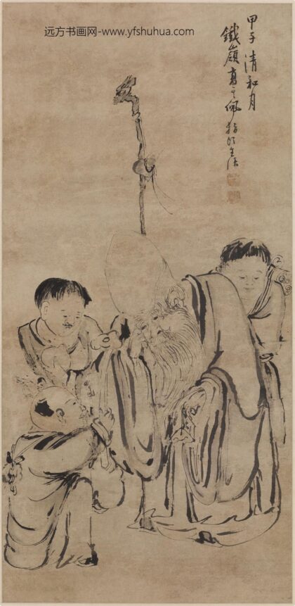 高其佩 指画寿星图轴.jpg