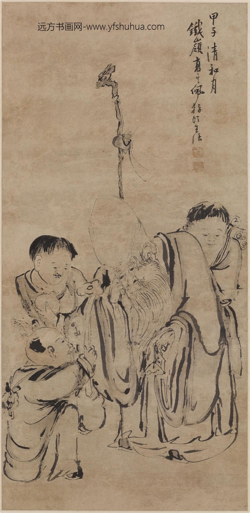 高其佩_指画寿星图轴