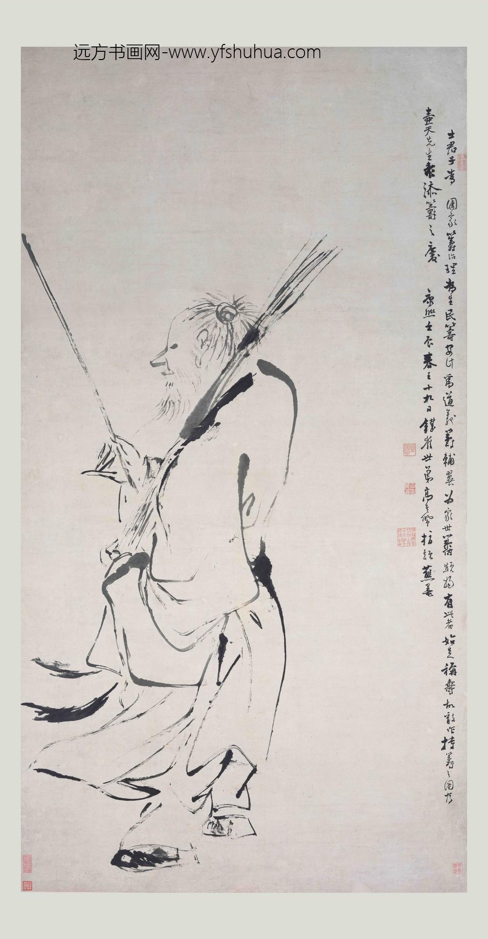 高其佩_指画添筹图轴