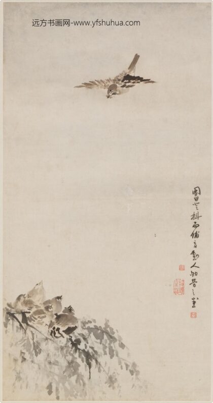 高其佩 指画麻雀图轴.jpg