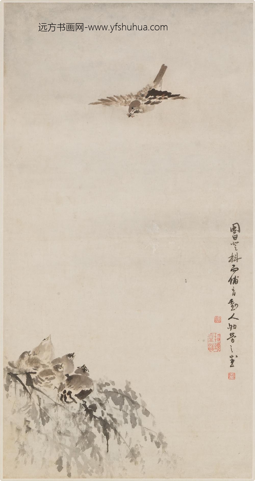 高其佩_指画麻雀图轴