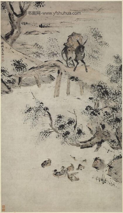 高其佩 策驴郊行图轴.jpg