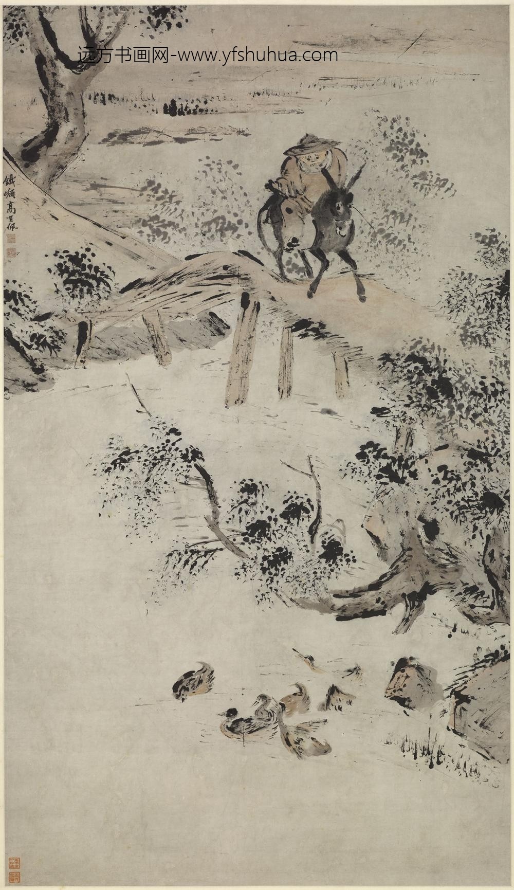 高其佩_策驴郊行图轴