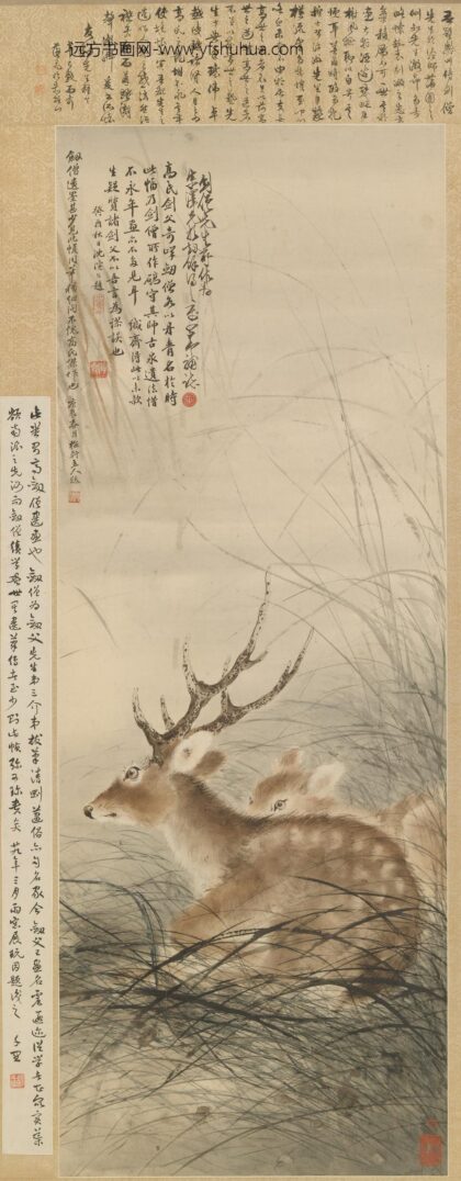 高剑僧 双鹿图轴.jpg