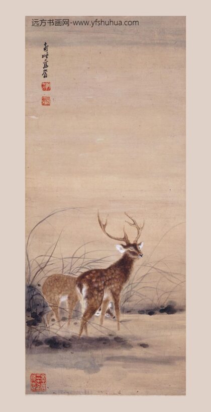 高嵡 双鹿图轴.jpg