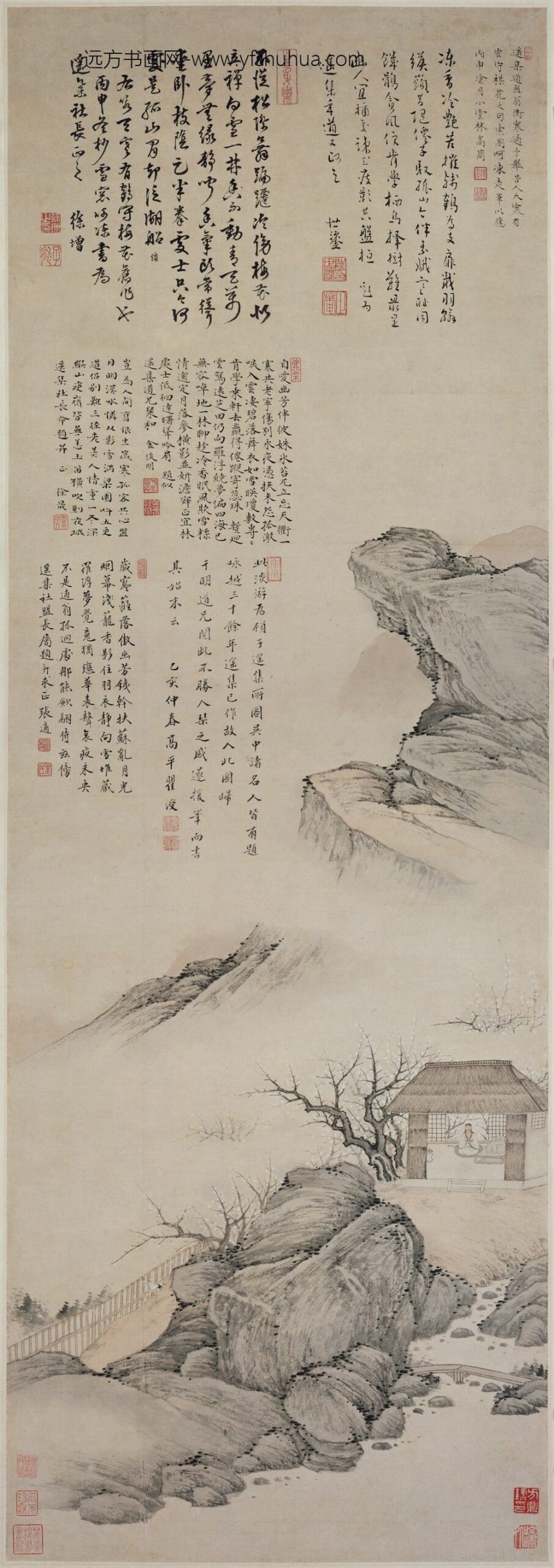 高简_有鹤守梅图轴