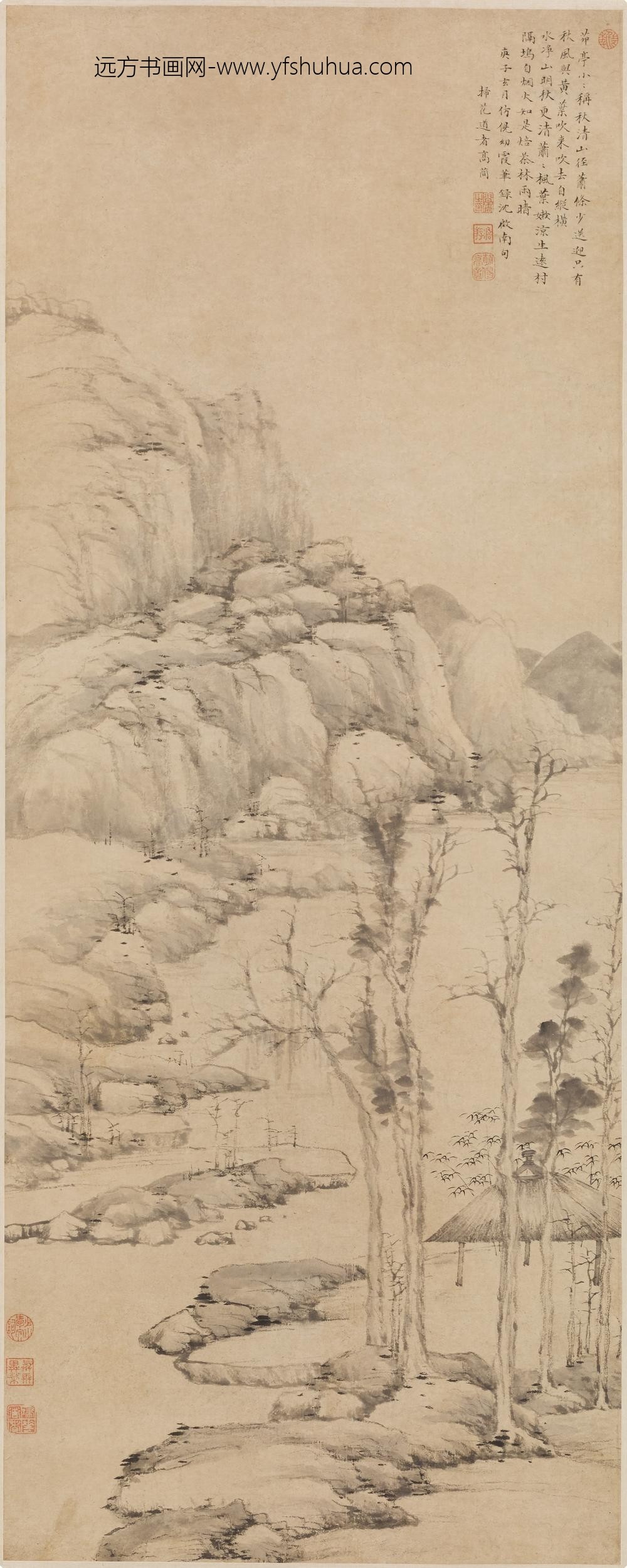 高简_苑亭秋清图轴