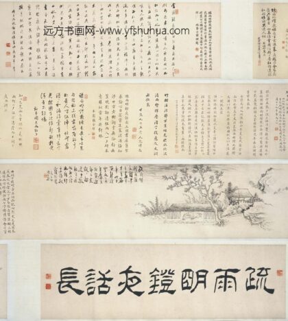 高翔 疏雨明灯夜话图卷.jpg