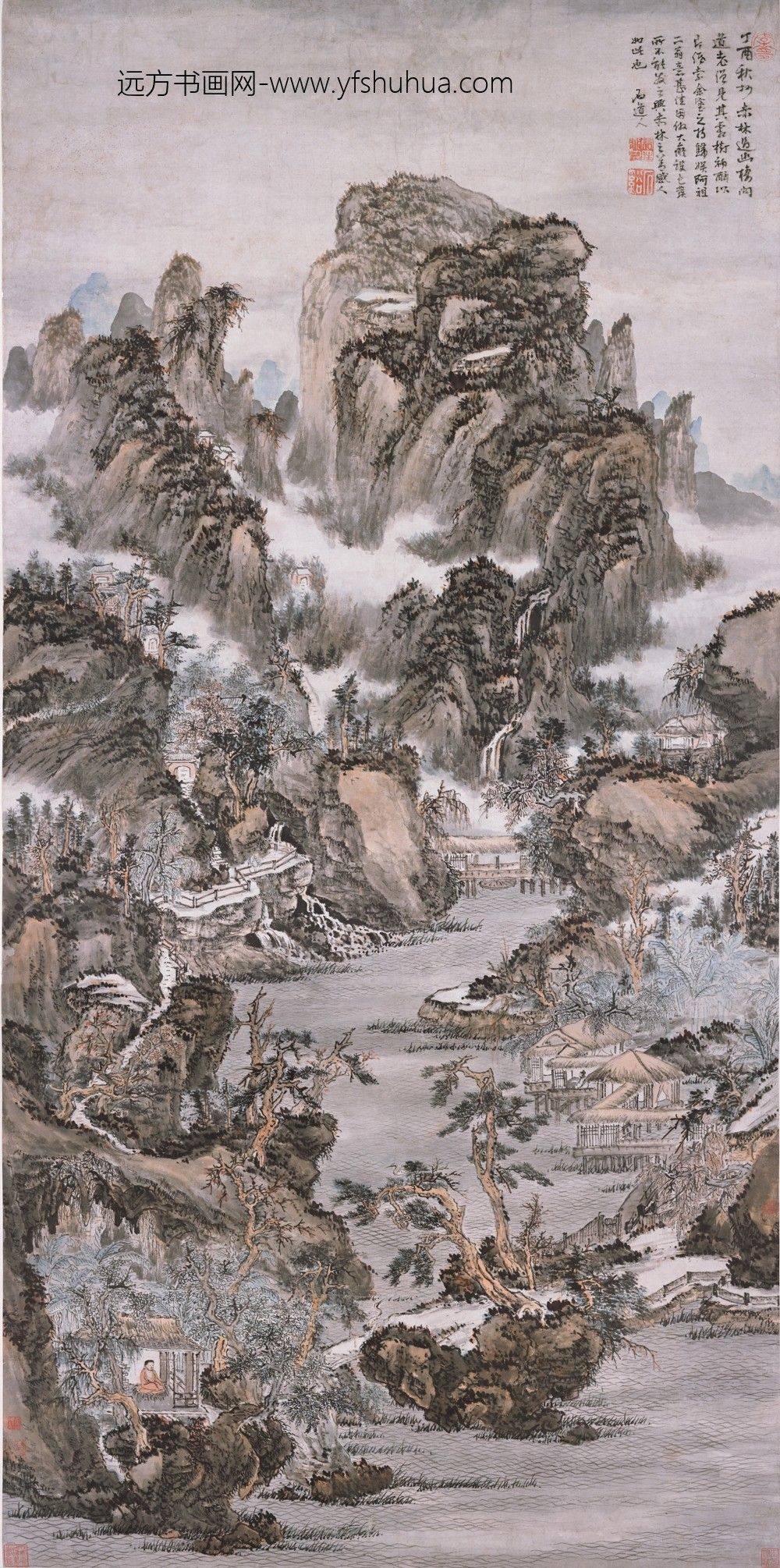 髡残(石谿)_仿大痴山水图轴