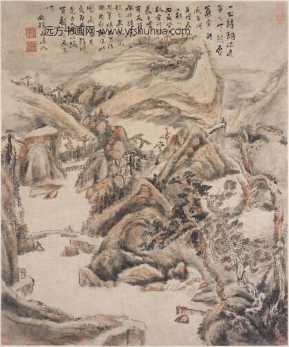 髡残石谿 层峦晚霁图轴.jpg