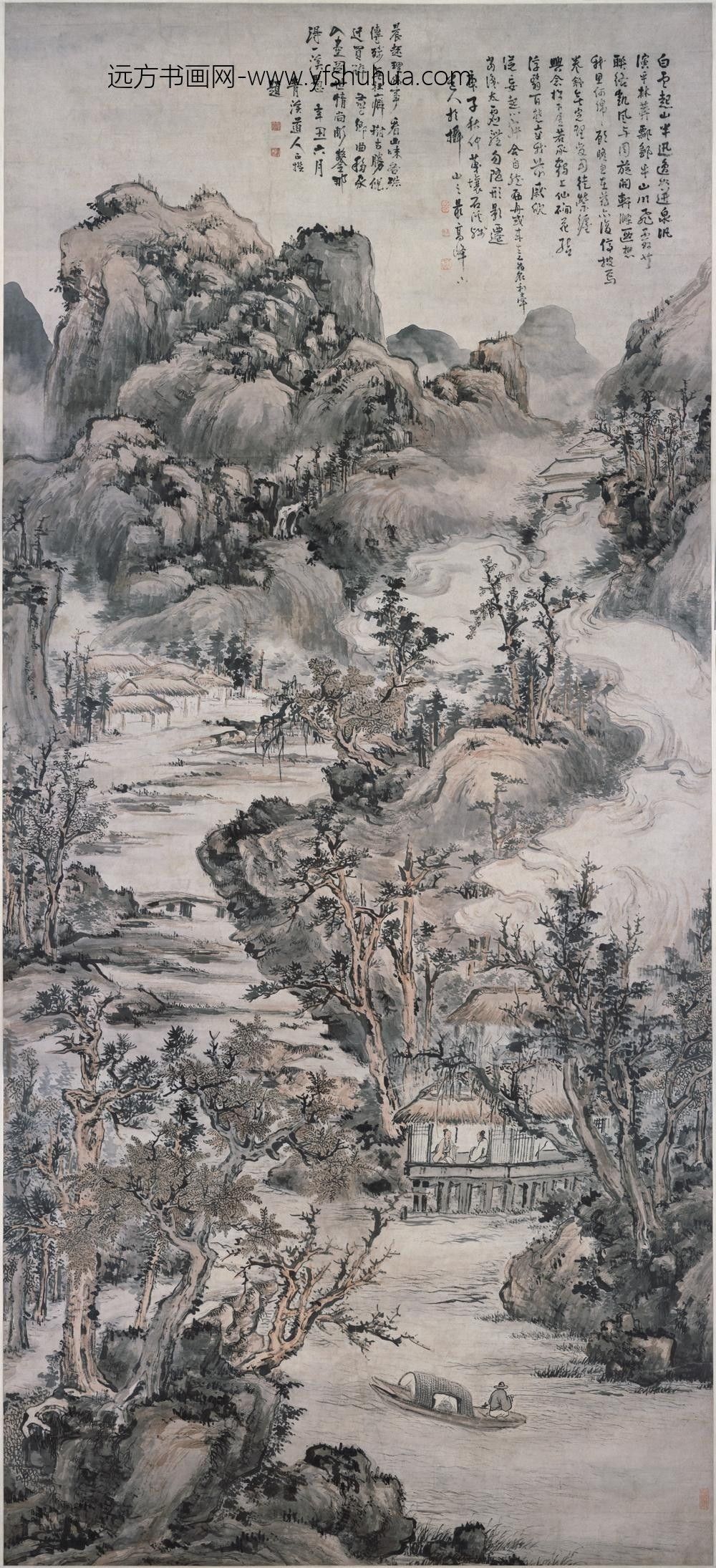 髡残(石谿)_秋山钓艇图