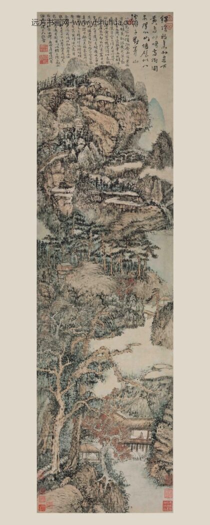 髡残石谿 绿树听鹂图轴.jpg