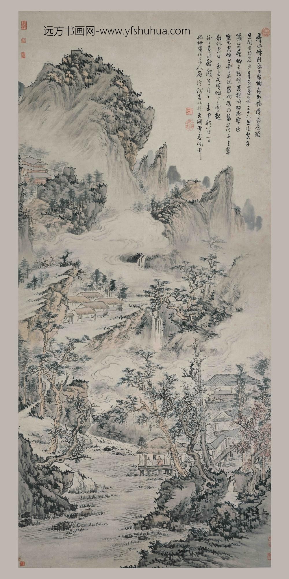 髡残(石谿)_群山烟雾图轴
