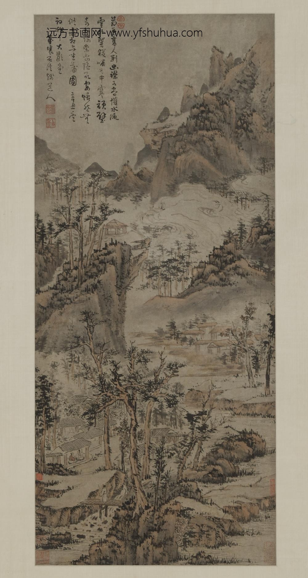 髡残(石谿)_茅屋白云图轴