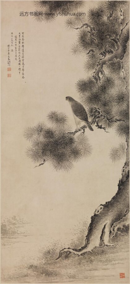 鲁长泰 松鹰图轴.jpg