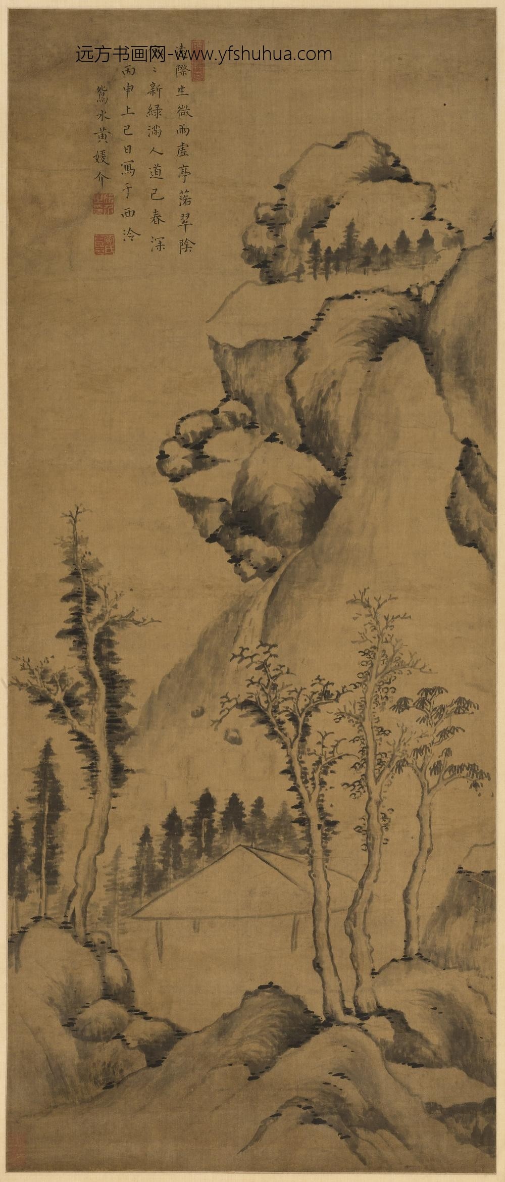 黄媛介_虚亭落翠图轴