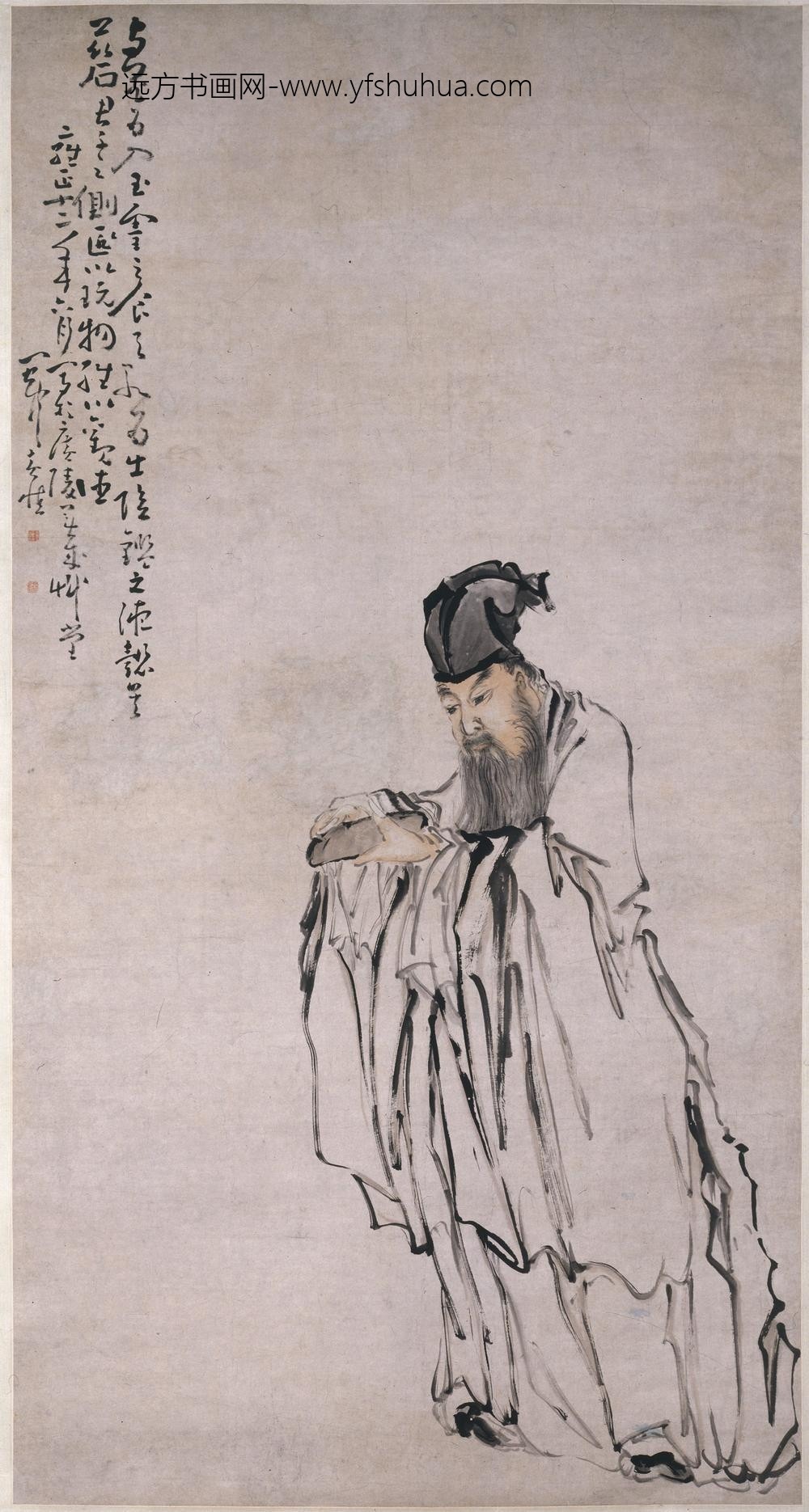 黄慎_东坡玩砚图轴