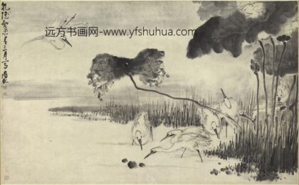 黄慎 莲鹭图轴.jpg