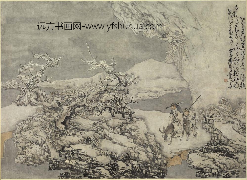 黄慎_雪景山水图轴