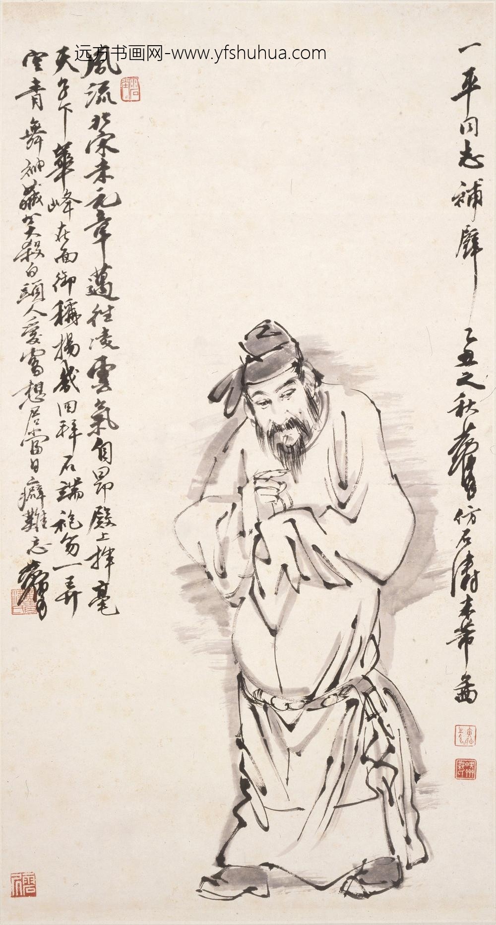 黄胄_仿石涛画米芾图轴