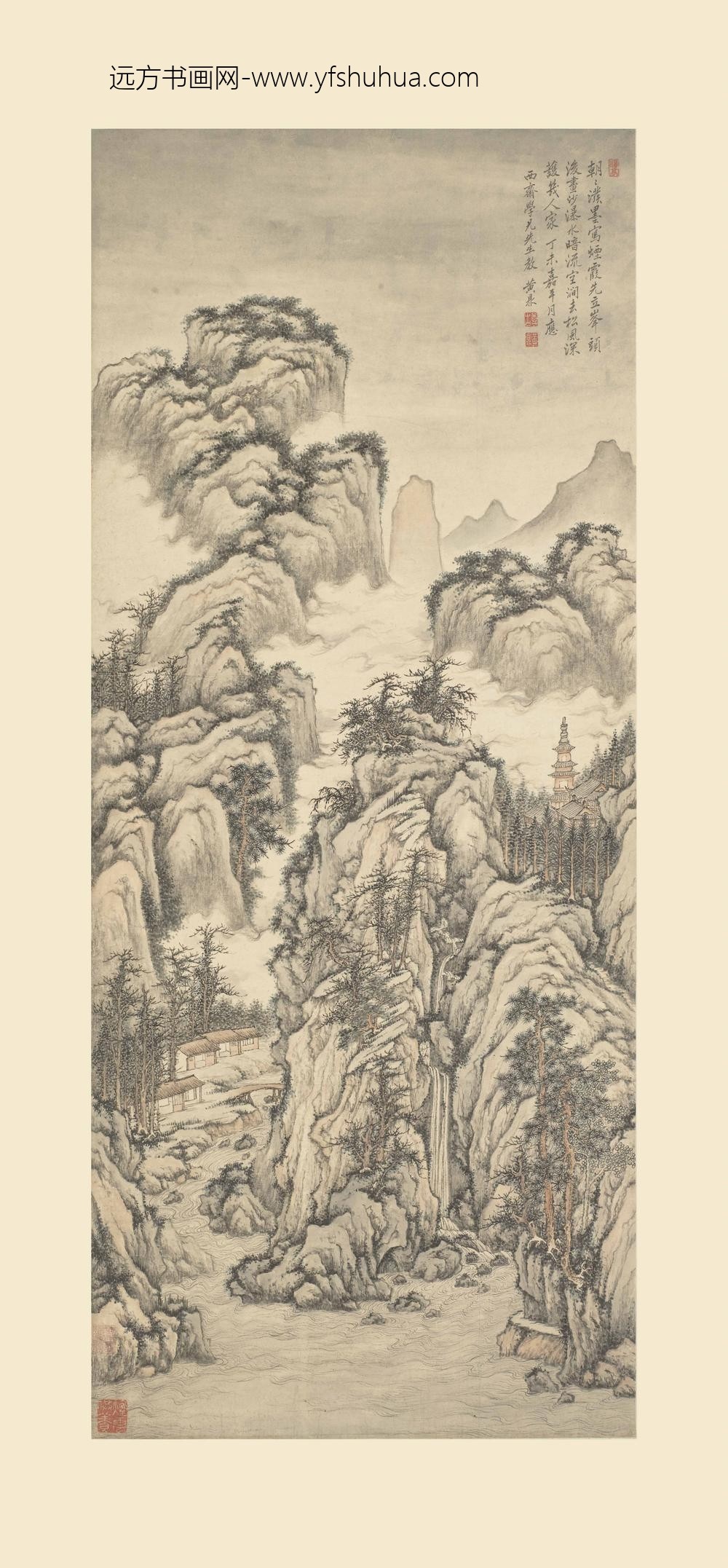 黄鼎_松风涧水图轴