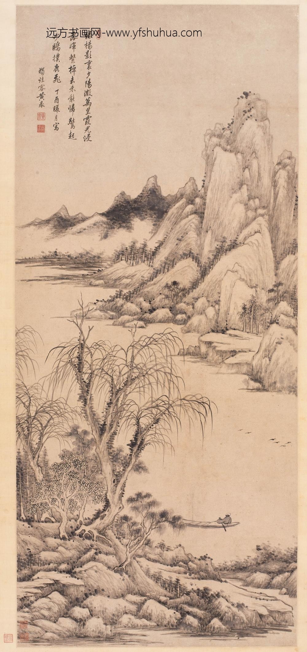 黄鼎_绿杨系棹图轴