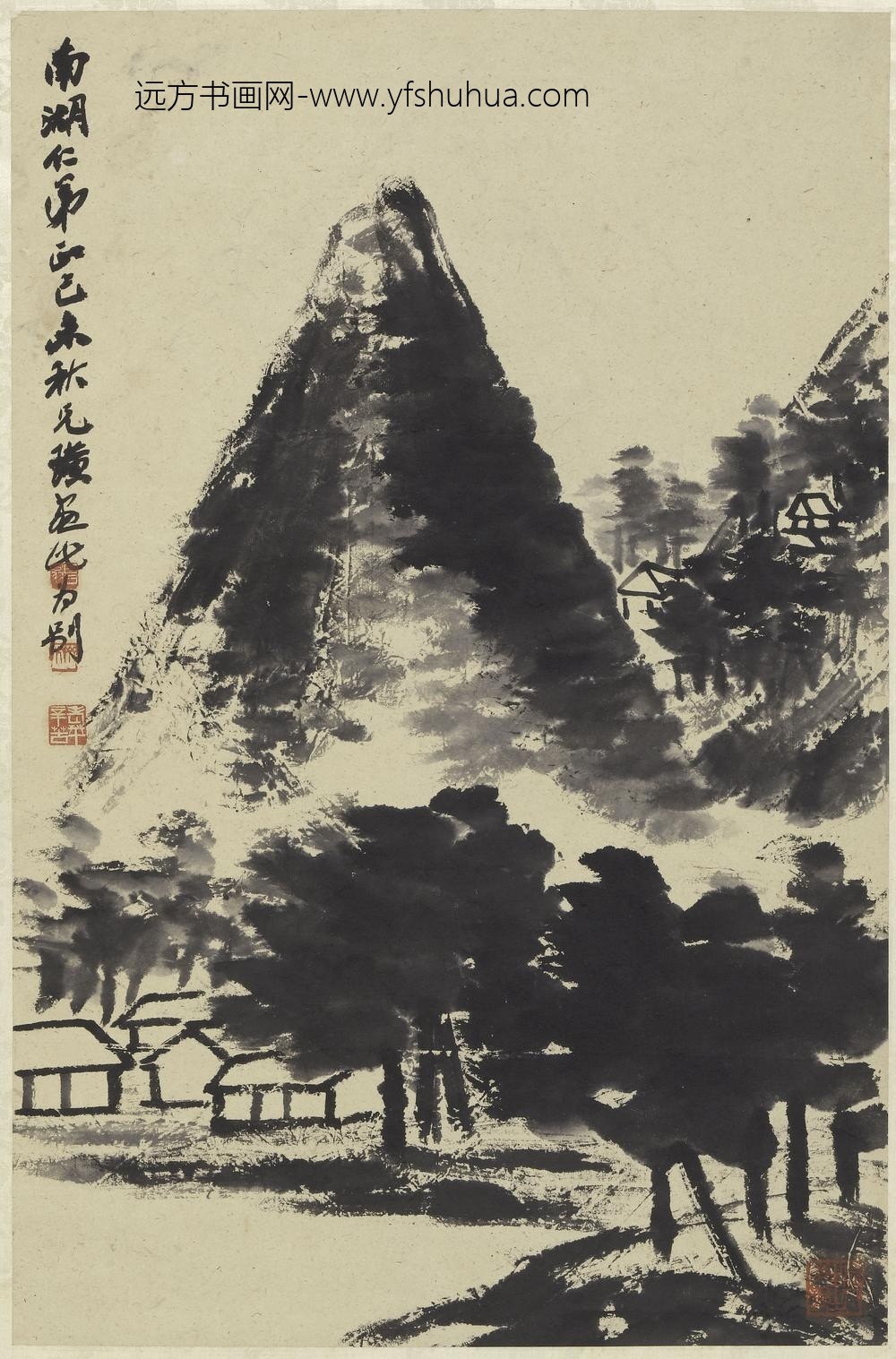 齐白石_仿米芾烟雨图轴