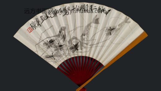 齐白石 墨虾图成扇.jpg