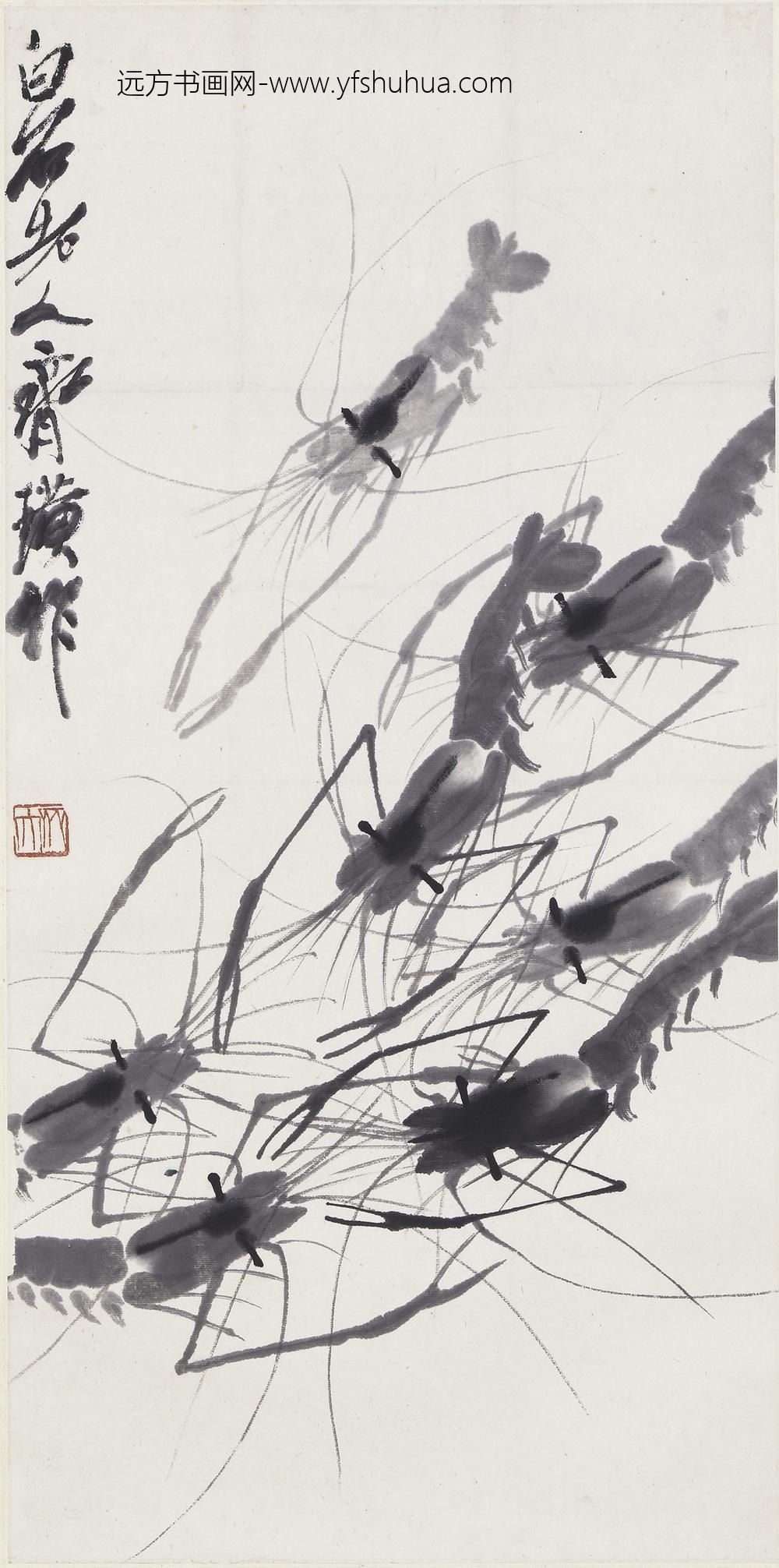 齐白石_墨虾图轴-
