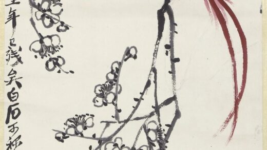 齐白石 梅花绶带图轴.jpg