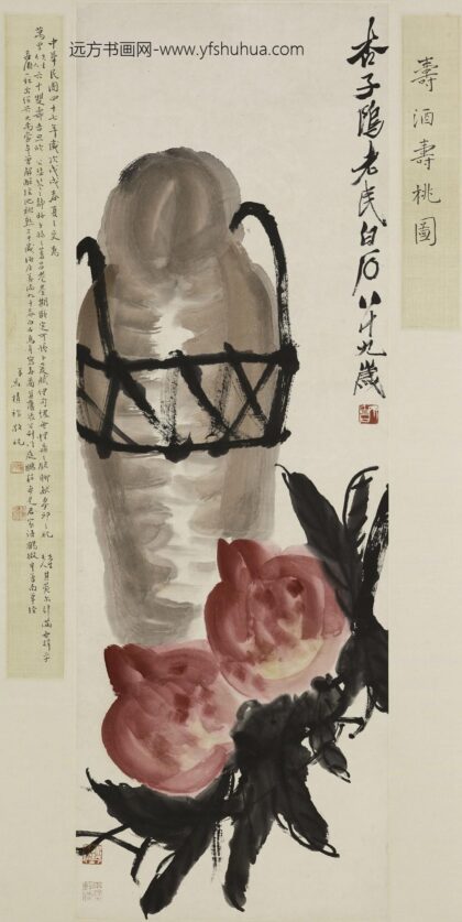 齐白石 酒坛寿桃图轴.jpg