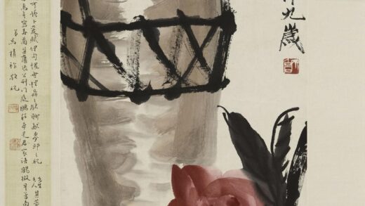 齐白石 酒坛寿桃图轴.jpg