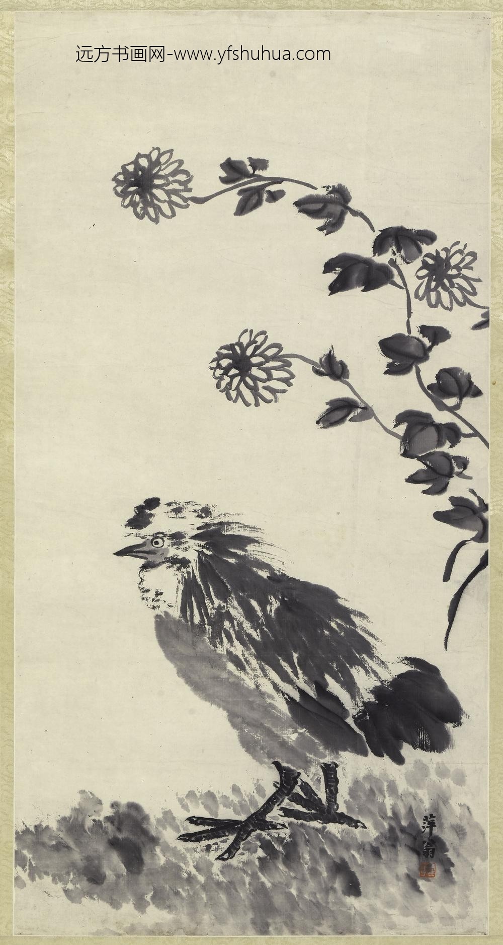 齐白石_鸡菊图轴