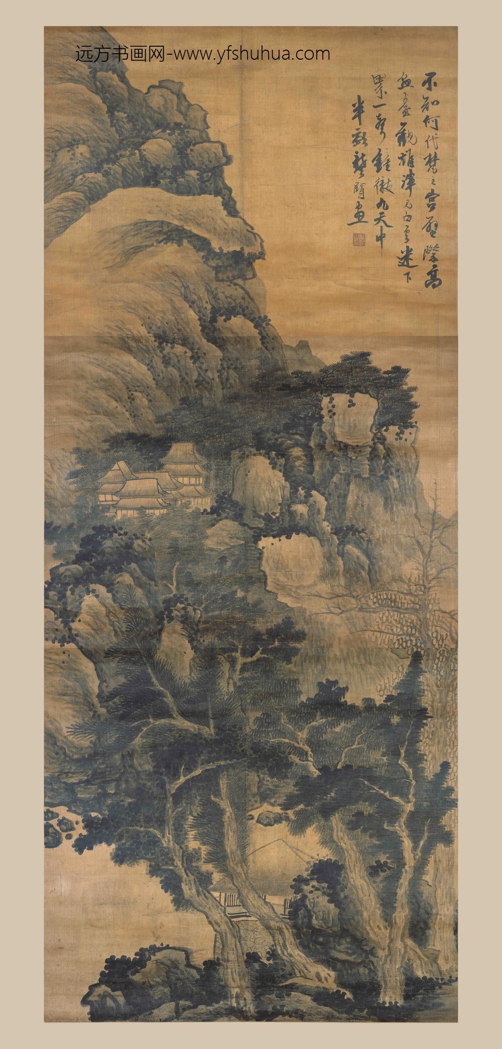 龚贤_崇山梵宫图轴