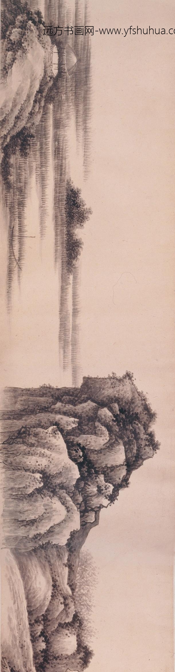 龚贤_江村图卷_