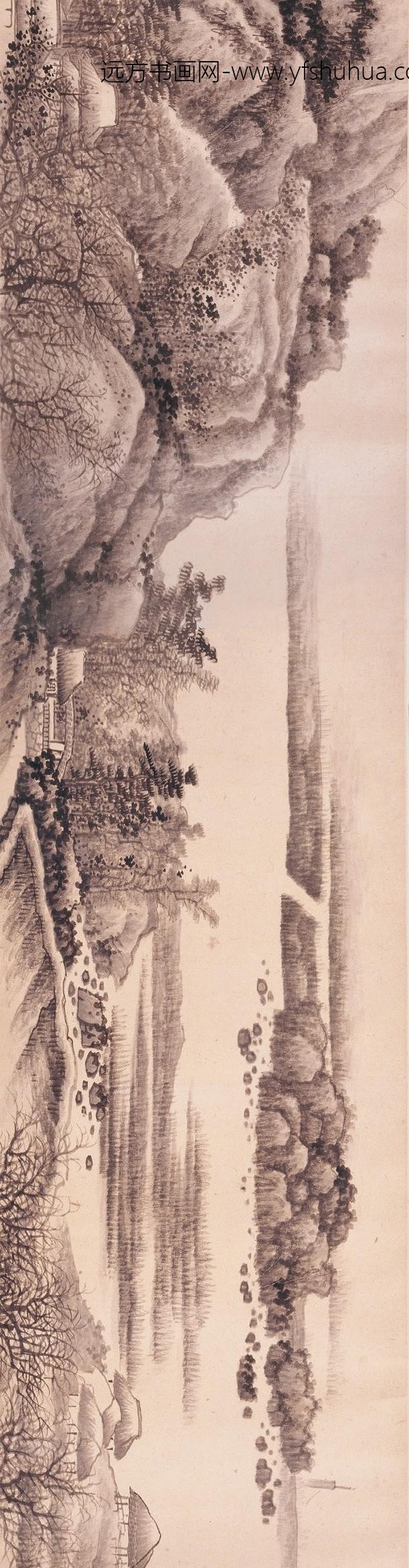 龚贤_江村图卷_