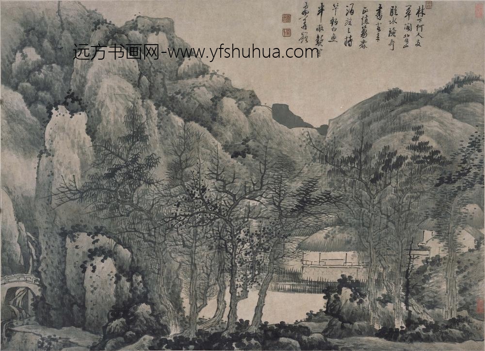 龚贤_草阁读书图轴