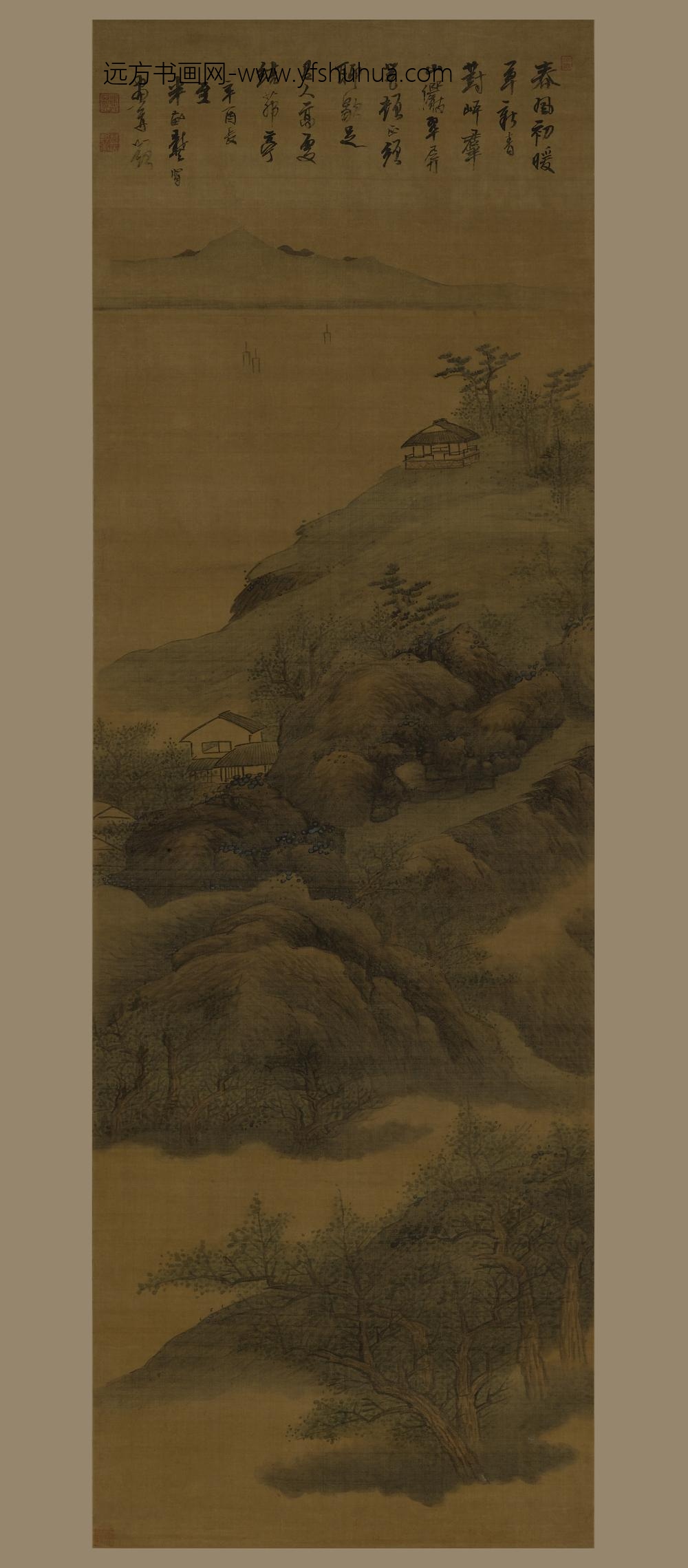 龚贤_高处茅亭图轴